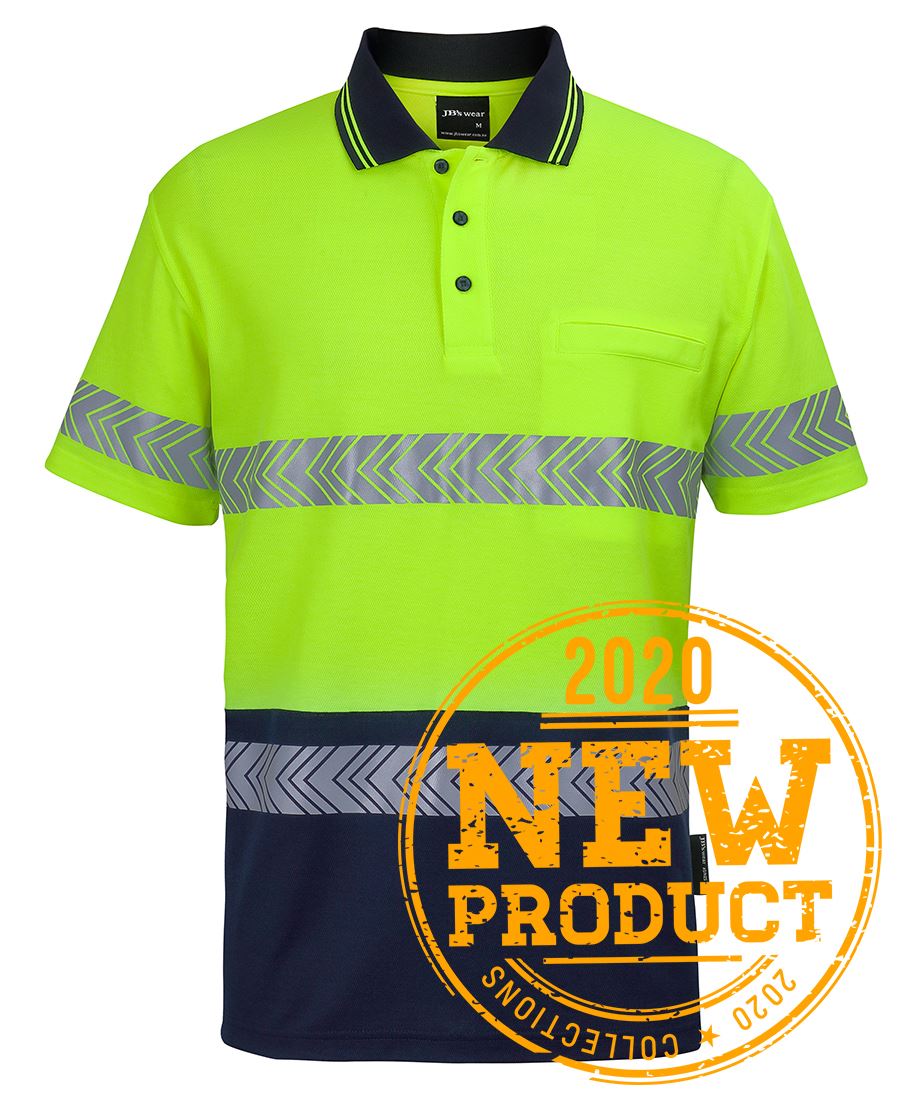 HI VIS (D+N) COTTON BACK S/S SEGMENTED TAPE POLO